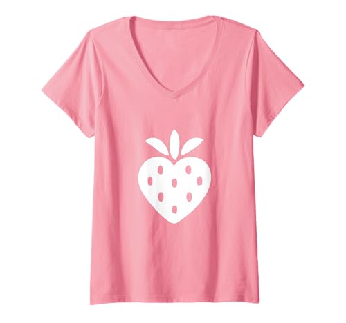 Damen Erdbeerherz Fresca T-Shirt mit V-Ausschnitt Damen Erdbeerherz Fresca T-Shirt mit V-Ausschnitt von Strawberry Heart Fresca Tees