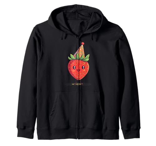Lustiges Erdbeere mit Partyhut Kostüm für Jungen und Mädchen Kapuzenjacke von Strawberry Party Outfit