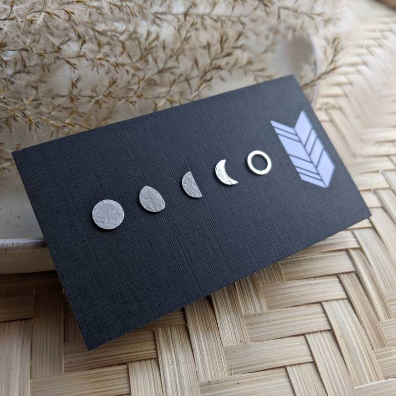 Mondphasen Ohrstecker - Sterling Silber Mond Ohrringe von StrayStones