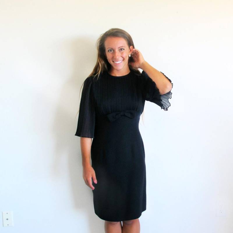 Vintage 1950Er Jahre Rayon Cocktailkleid, Schwarzes Sanduhr Abendkleid, Vfg von StraylightVintage