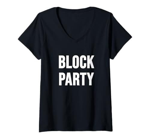 Damen Blockparty T-Shirt mit V-Ausschnitt von Street Festival