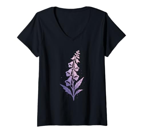 Damen Graffiti Fingerhut-Illustration T-Shirt mit V-Ausschnitt Damen Graffiti Fingerhut-Illustration T-Shirt mit V-Ausschnitt von Street Flora