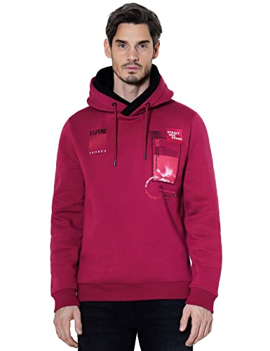 Street One MEN Herren D302202 Hoodie, Sangria red, M von Street One MEN