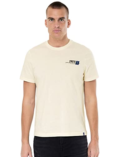 Street One MEN Herren D318742 T-Shirt mit Aufdruck, Wool White, L von Street One MEN