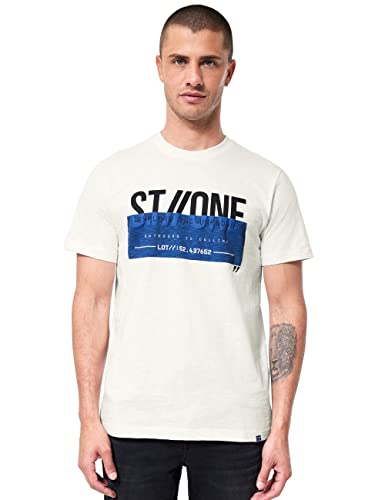 Street One MEN Herren D318744 T-Shirt mit Aufdruck, Wool White, XXL von Street One MEN