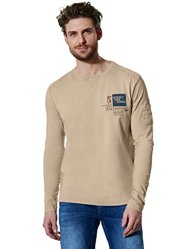 Street One MEN Herren D318972 Langarmshirt, Oat beige, L von Street One MEN