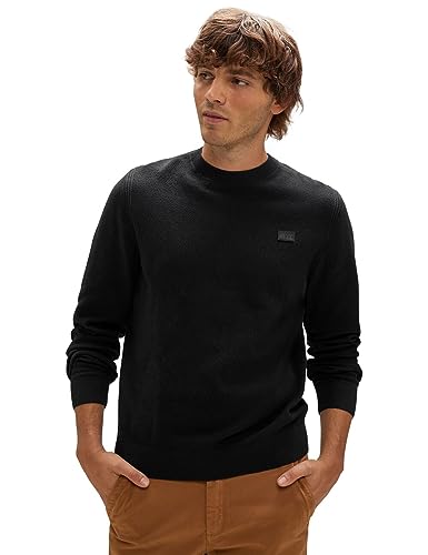 Street One MEN Herren LOS fine Structured Crew Neck Knit Pullover Strickpullover, Black, Large von Street One MEN