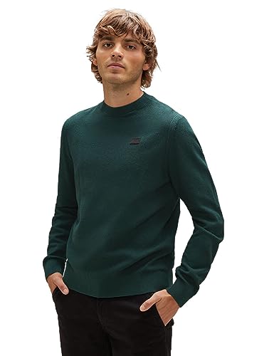 Street One MEN Herren LOS fine Structured Crew Neck Knit Pullover Strickpullover, Moss Green, Large von Street One MEN