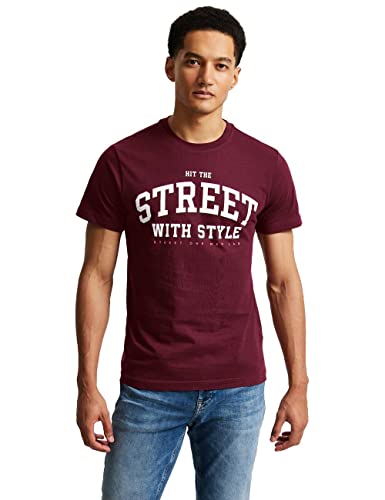 Street One MEN Kurzarmshirt im College Style Herren D319361 Rosewood Red S von Street One MEN