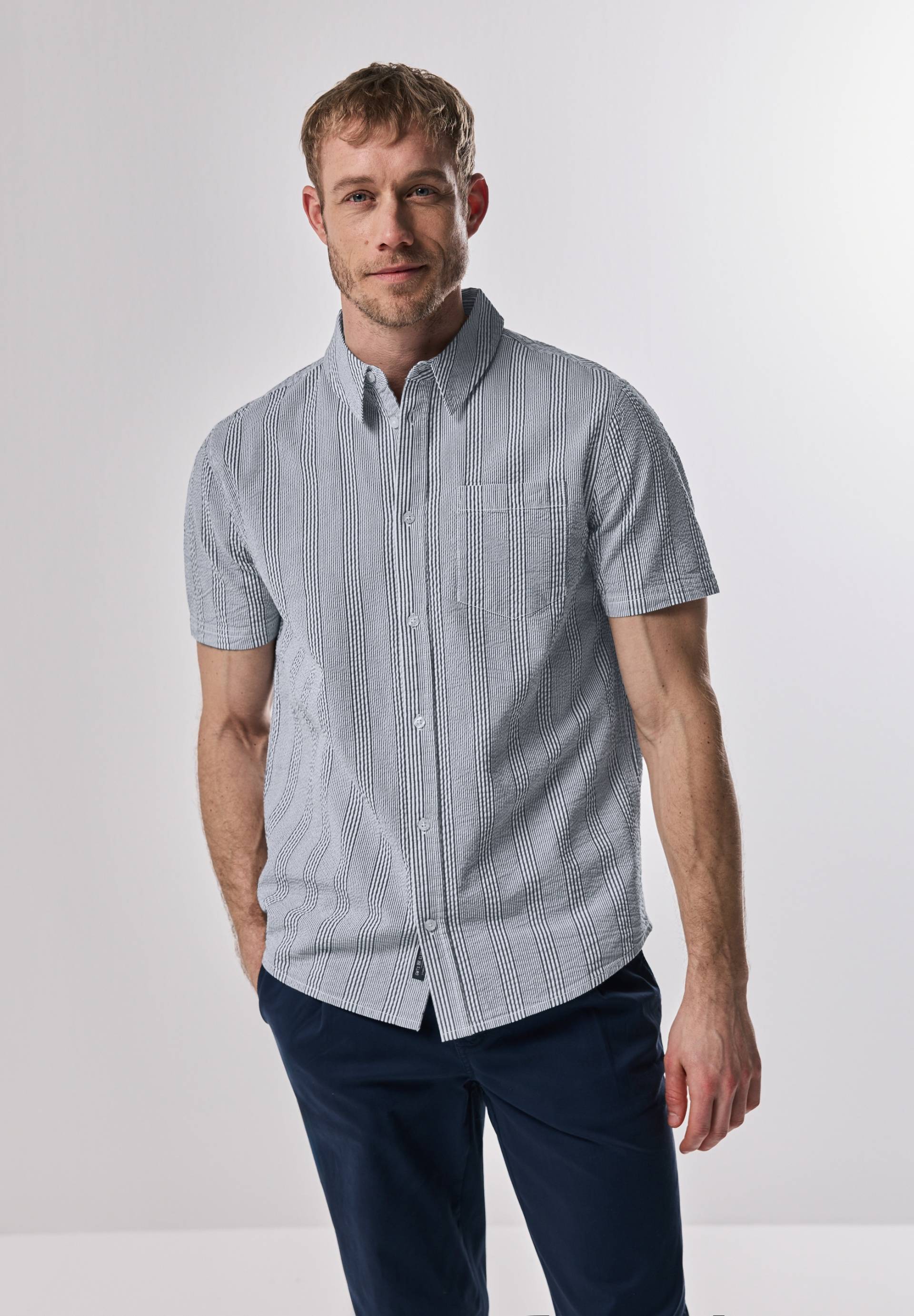 STREET ONE MEN Kurzarmhemd, aus reiner Baumwolle von Street One Men