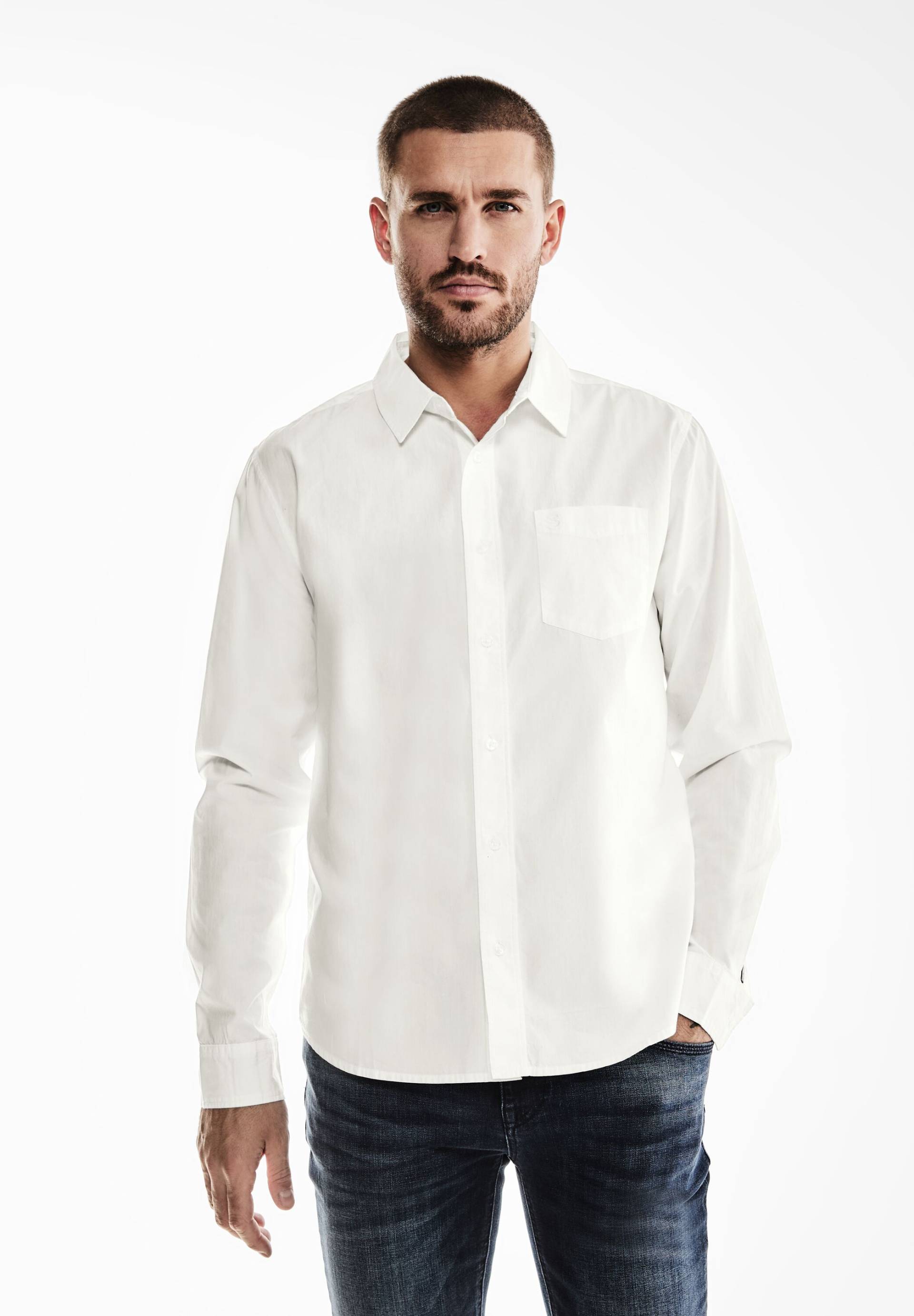 STREET ONE MEN Langarmhemd, aus reiner Baumwolle von Street One Men