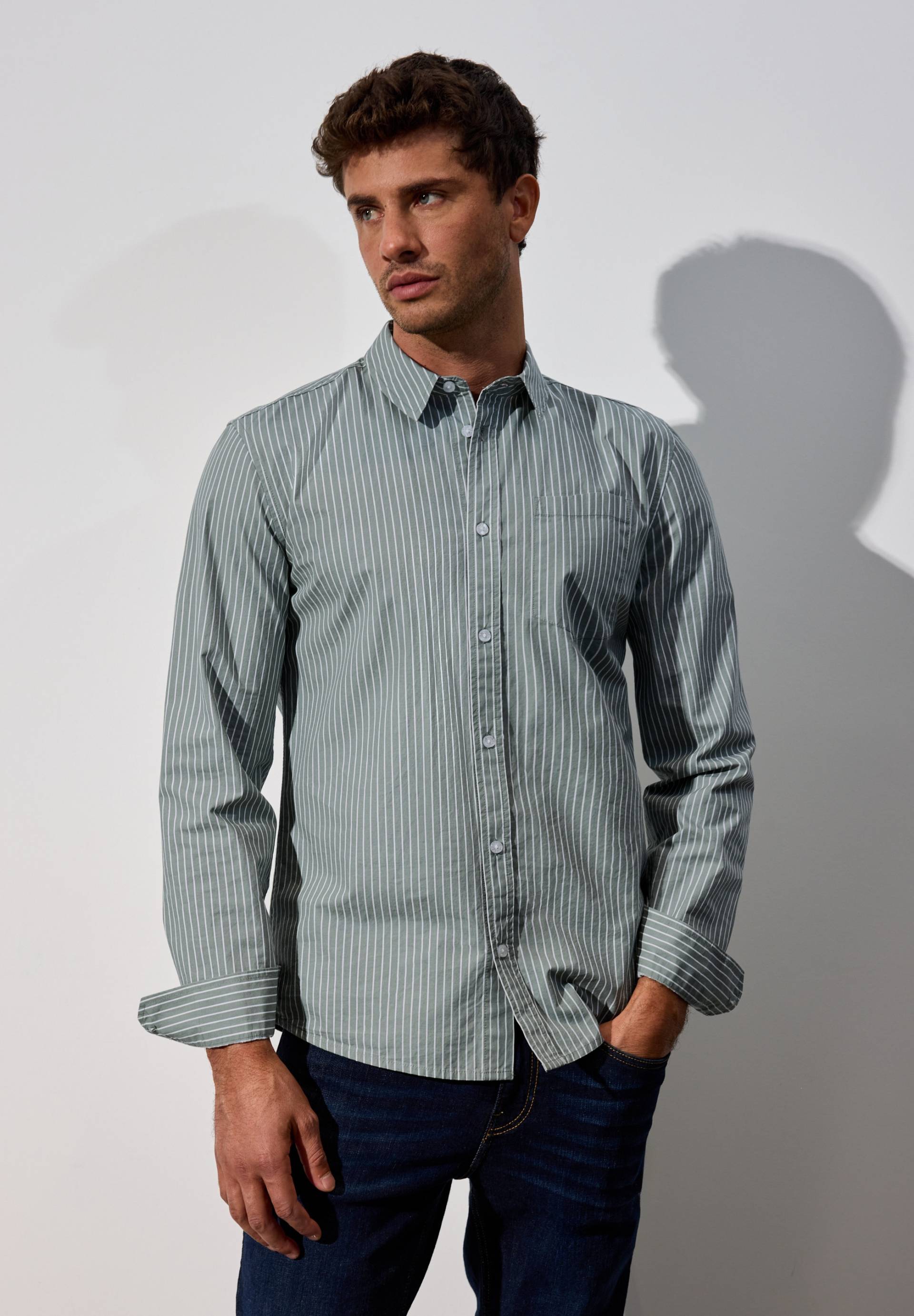 STREET ONE MEN Langarmhemd, aus reiner Baumwolle von Street One Men