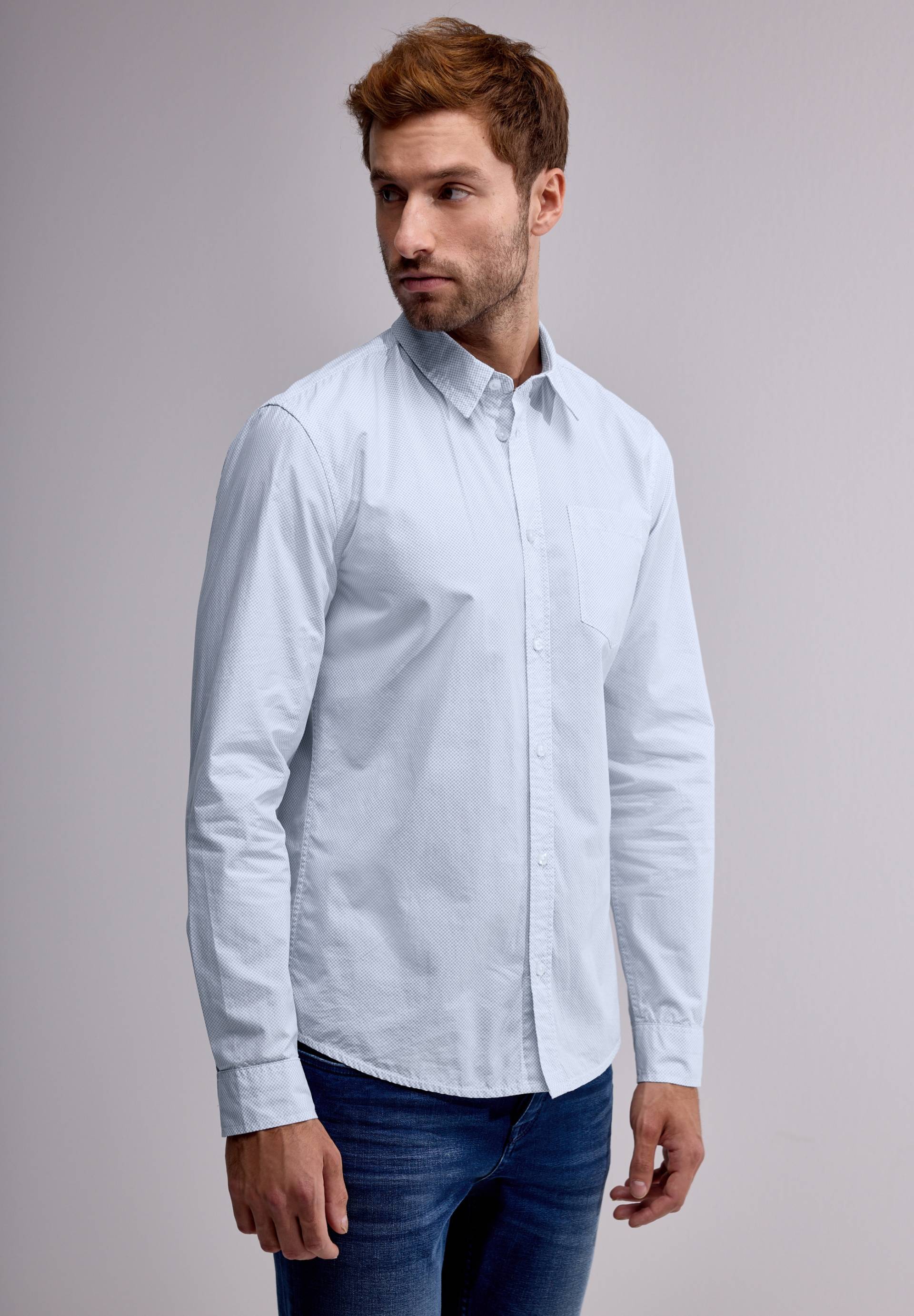STREET ONE MEN Langarmhemd, aus reiner Baumwolle von Street One Men