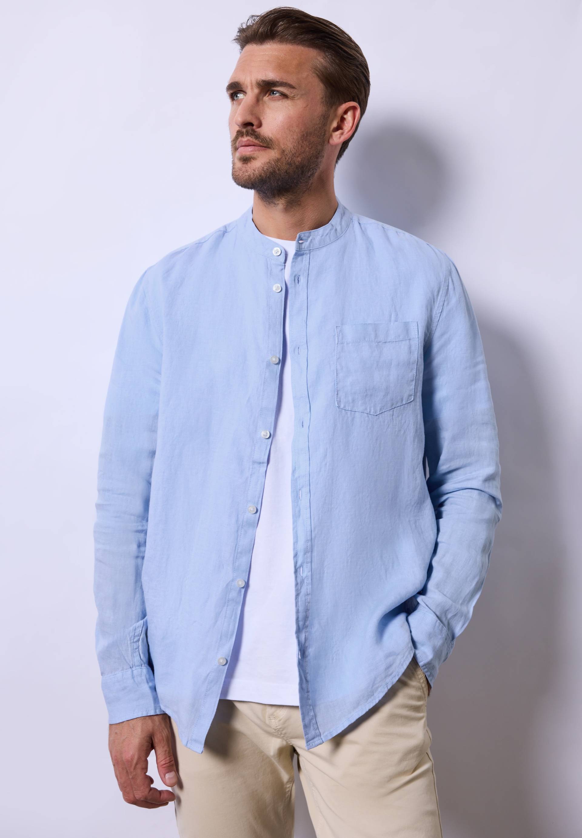 STREET ONE MEN Leinenhemd, mit Knopfleiste von Street One Men