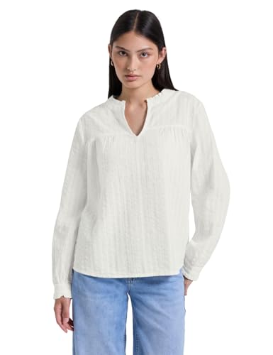 Street One Studio Damen 3411975 Seersucker Bluse mit Rüschen, Off White, 42 von Street One Studio