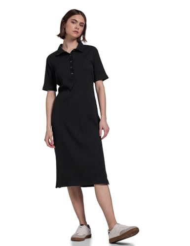 Street One Studio Damen F144452 Kleid mit Rippstruktur, Schwarz, 42 von Street One Studio