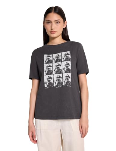 Street One Studio Damen F323594 Washed-Look Shirt mit Print, Dusted Grey, 38 von Street One Studio