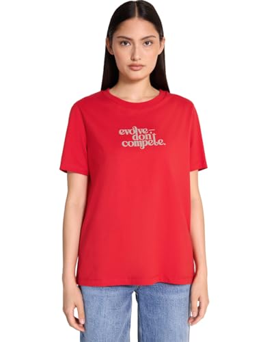 Street One Studio Damen F323595 Basic T-Shirt mit Print, Mandarin Red, 46 von Street One Studio
