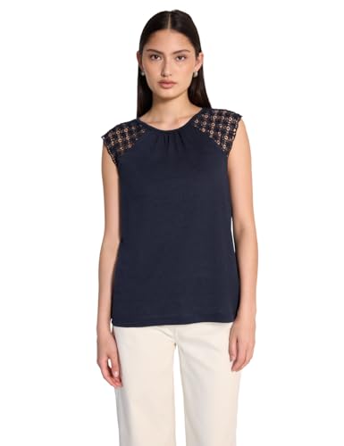 Street One Studio Damen F323598 Leinen-Look Top mit Spitze, Dark Void Blue, 46 von Street One Studio