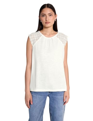 Street One Studio Damen F323598 Leinen-Look Top mit Spitze, Off White, 44 Street One Studio Damen F323598 Leinen-Look Top mit Spitze, Off White, 44 von Street One Studio