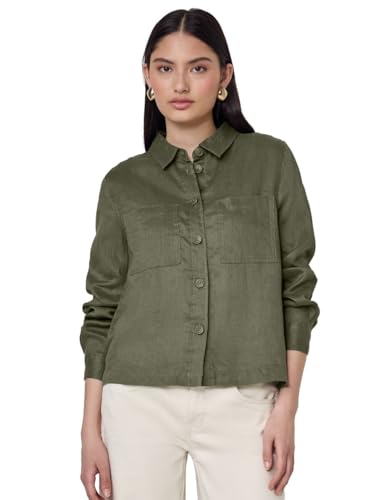 Street One Studio Damen F345409 Leinen-Hemdbluse, Peridot Green, 34 von Street One Studio