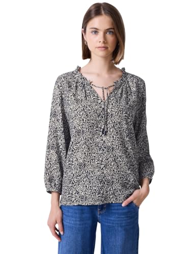 Street One Studio Damen F345845 Gemusterte Bluse mit Rüschen, Void Blue, 42 von Street One Studio