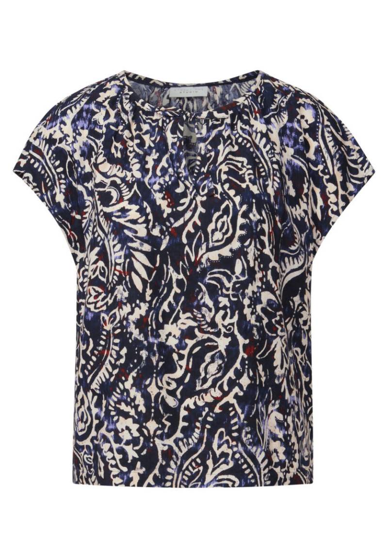 Street One Studio - Gemusterte Bluse mit Raffung blau - Gr. - 38 von Street One Studio