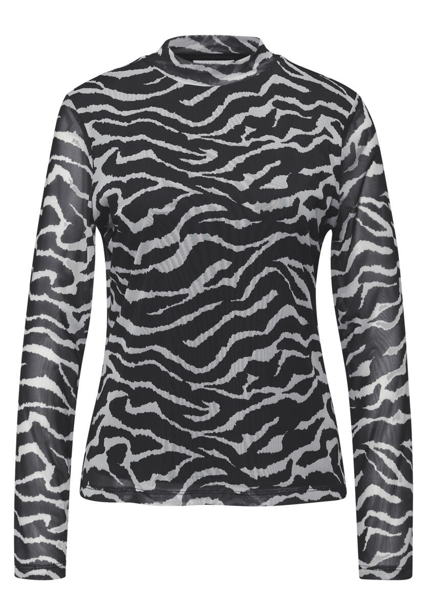 Street One Studio - Gemustertes Mesh-Shirt grau - Gr. - 34 von Street One Studio