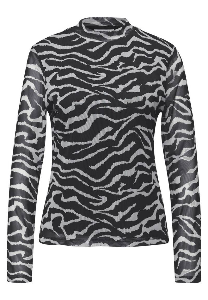 Street One Studio - Gemustertes Mesh-Shirt grau - Gr. - 44 von Street One Studio