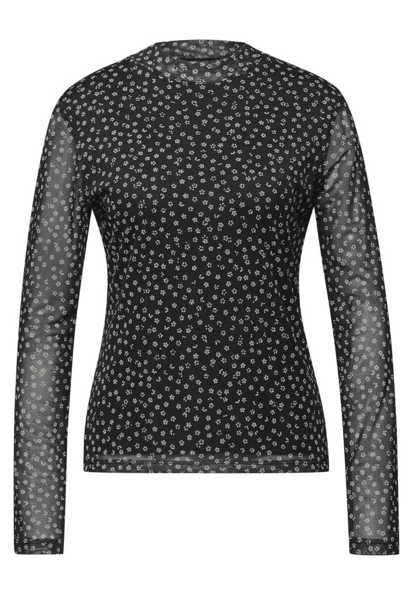 Street One Studio - Gemustertes Mesh-Shirt schwarz - Gr. - 38 von Street One Studio
