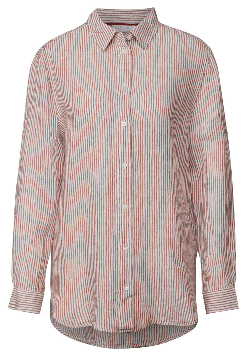 Street One Studio - Gestreifte Leinen-Hemdbluse braun - Gr. - 42 von Street One Studio