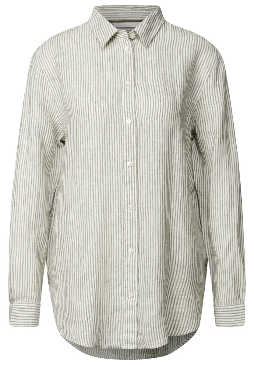 Street One Studio - Gestreifte Leinen-Hemdbluse grün - Gr. - 38 von Street One Studio