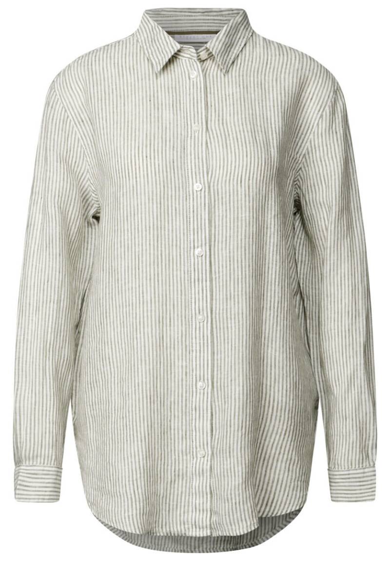 Street One Studio - Gestreifte Leinen-Hemdbluse grün - Gr. - 38 von Street One Studio