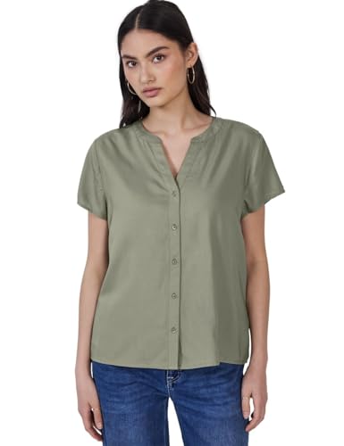 Street One Studio Damen F345668 Kurzarmbluse in Unifarbe, Pale Mud Green, 36 Street One Studio Damen F345668 Kurzarmbluse in Unifarbe, Pale Mud Green, 36 von Street One Studio
