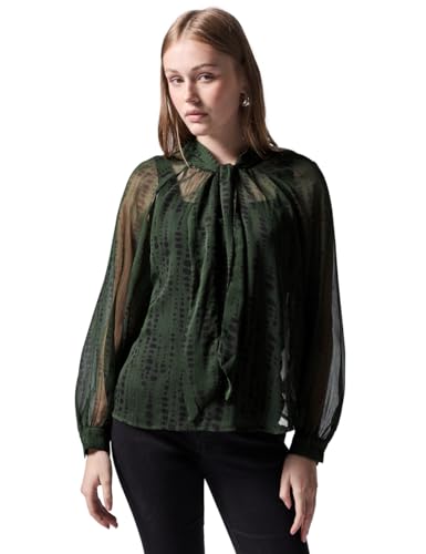 Street One Studio Damen F345218 Chiffon-Bluse mit Schleife Oil Green 36 von Street One Studio