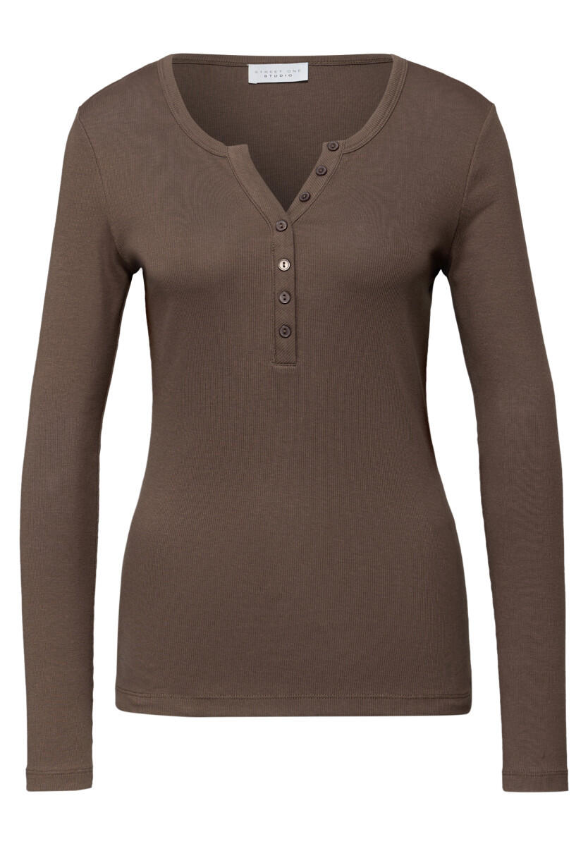 Street One Studio - Rippshirt mit Knöpfen braun - Gr. - 38 von Street One Studio