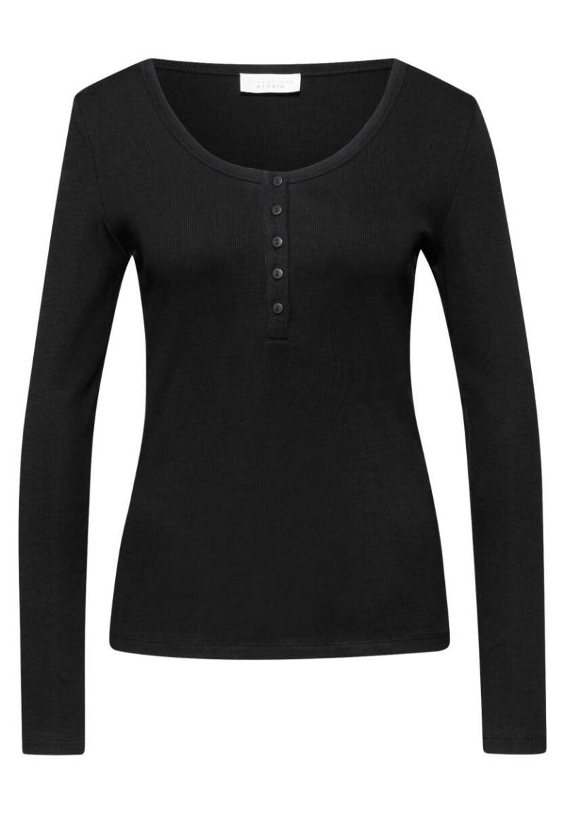Street One Studio - Rippshirt mit Knopfdetail schwarz - Gr. - 44 von Street One Studio
