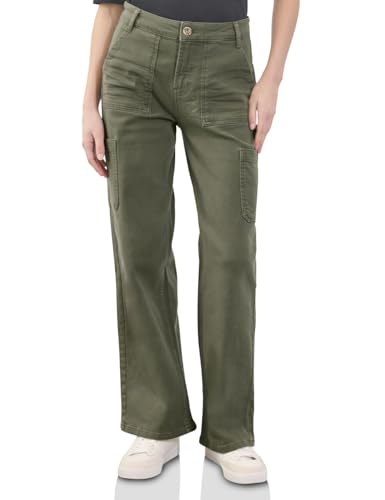Street One Studio Straight Leg Cargo Hose Deep Olive Washed 30 von Street One Studio