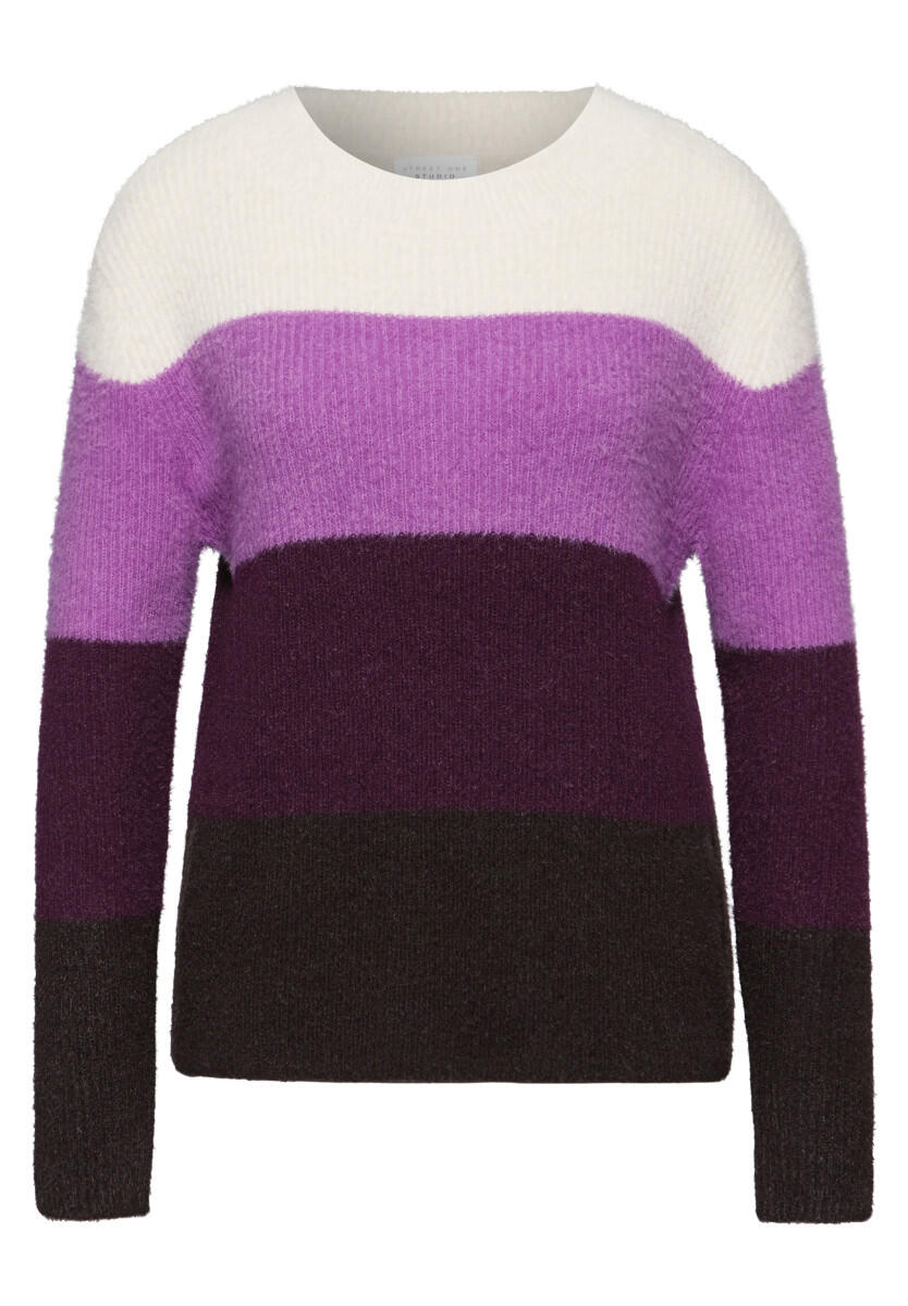 Street One Studio - Streifen Federgarnpullover beige - Gr. - 38 von Street One Studio