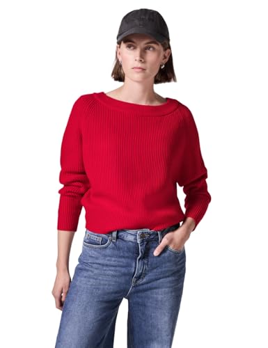 Street One Studio Damen Strickpullover U-Boot-Ausschnitt Langarm Herbst/Winter Lockerer Sitz Klassischer Stil Rot von Street One Studio