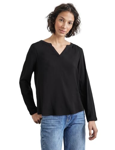 STREET ONE Damen A344987 Bluse in Unifarbe,Schwarz, 38 von STREET ONE