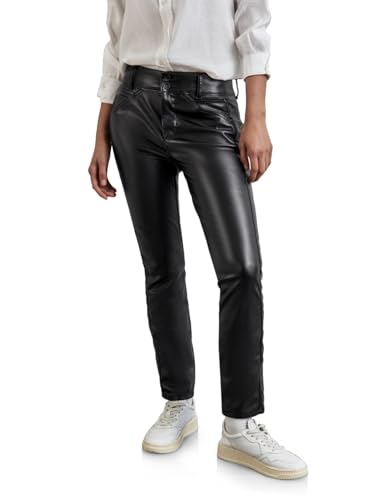 STREET ONE Damen A378117 Beschichtete Hose,Schwarz,40 von STREET ONE