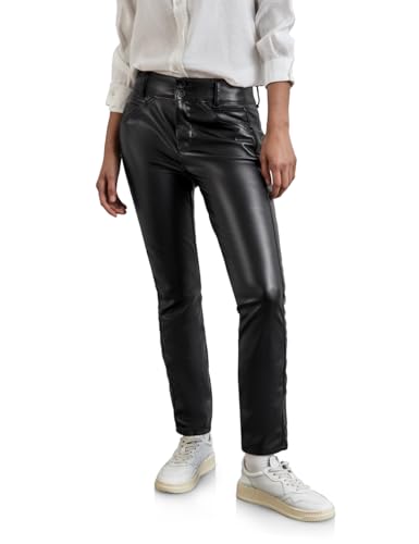 STREET ONE Damen A378117 Beschichtete Hose,Schwarz,44 von STREET ONE