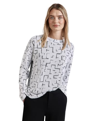 STREET ONE Damen A322243 Flauschiges Shirt mit Print, Lucid White, 46 von STREET ONE