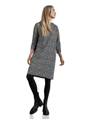 STREET ONE Damen A144226 Gemustertes T-Shirt-Kleid, Schwarz, 40 EU von STREET ONE