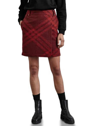 STREET ONE Damen A361590 Karierter Rock In Woll-Optik, Beet Red,42 von STREET ONE