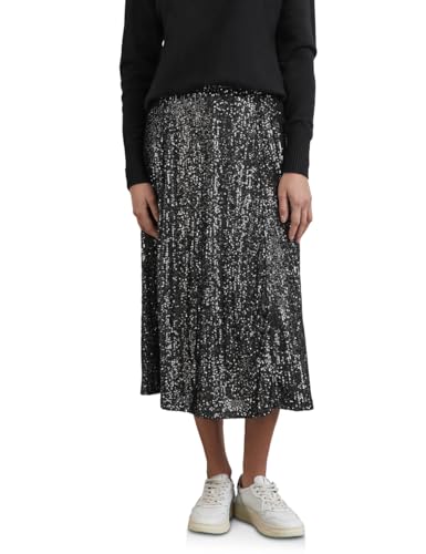 STREET ONE Damen A361626 Midi-Rock mit Pailletten,Silber, 36 von STREET ONE