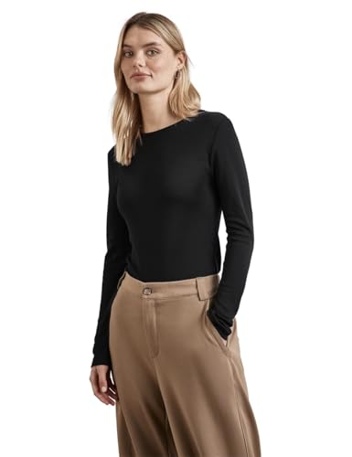 STREET ONE Damen A322429 Basic Langarmshirt,Schwarz, 40 von STREET ONE