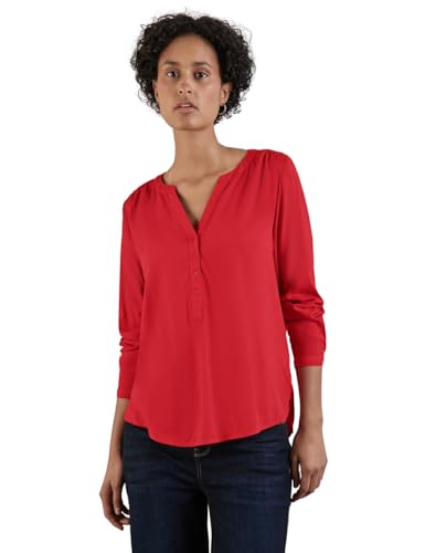 STREET ONE Damen A343792 Basic Bluse In Unifarbe, Mandarin Red, 36 EU von Street One