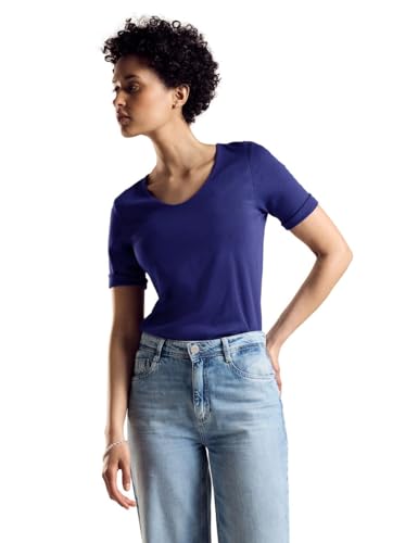 STREET ONE Damen A317666 Basic Kurzarmshirt, Violet Blue, 38 EU STREET ONE Damen A317666 Basic Kurzarmshirt, Violet Blue, 38 EU von Street One